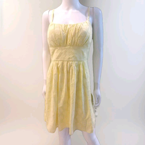 B Smart Dress Size 10 Yellow Summer Lined Spaghetti Adjustable Strap Cotton