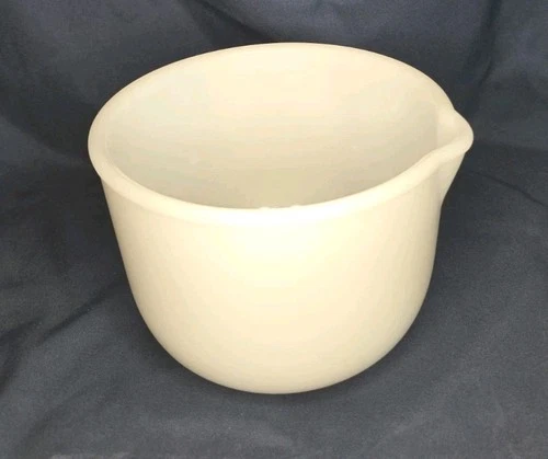 Vintage Glasbake White Milk Glass Mixing Bowl with Spout Made for Sunbeam #20CJ