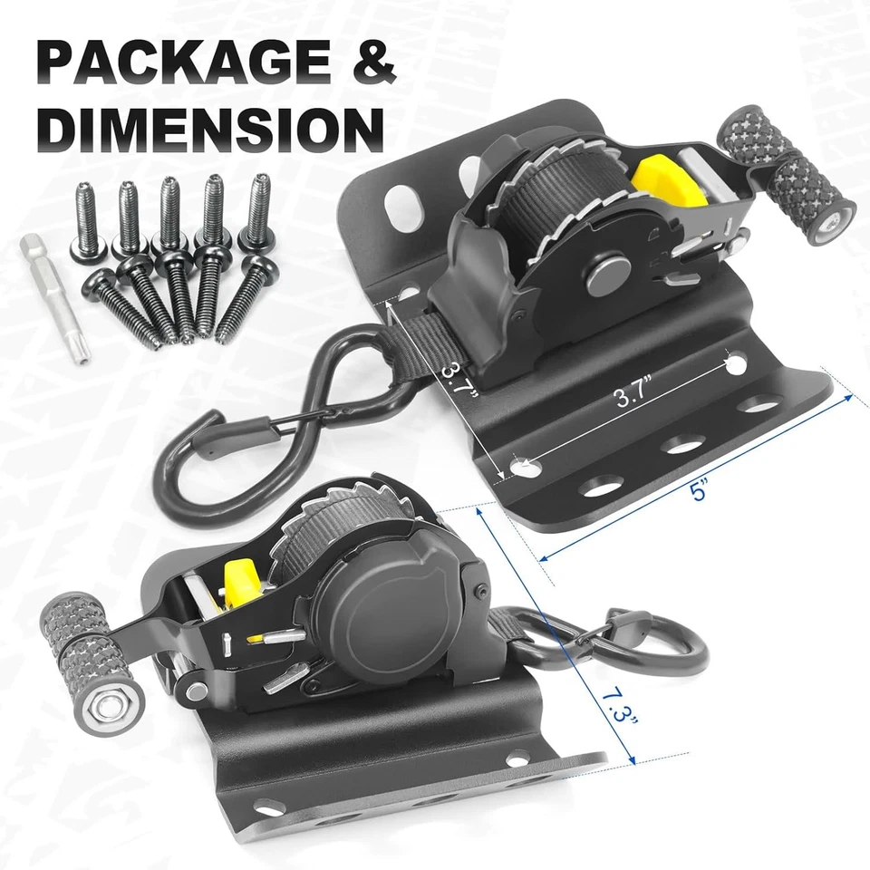 2 piezas correas de trinquete retráctiles de amarre de 10 pies para Ford F-150 Raptor 2017-2025 Foto 2 de 4