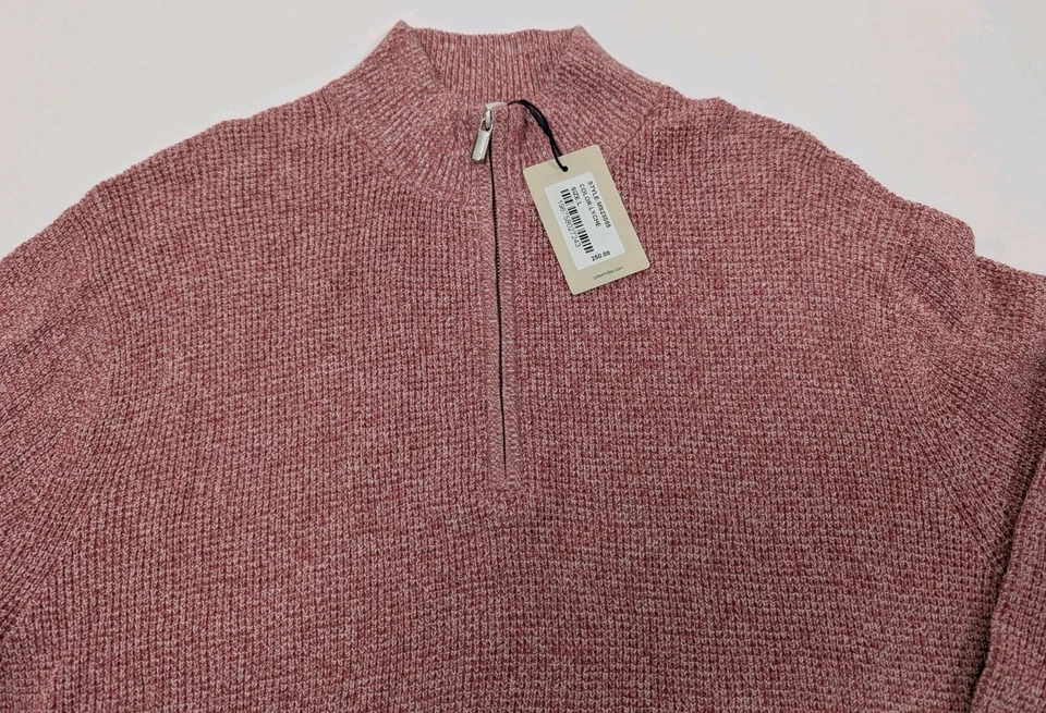 Peter Millar Crown Quarter Zip Merino Wool Sweater Sz L Red (Lyche) - Image 3 of 4