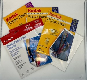 Kodak & Cannon Picture Paper Lot 5 Stacks - 2 New Sealed, 3 Are Open, 8.5" x 11"