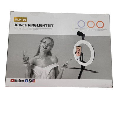 Overhead Phone Mount with Ring Light, 10'' LED Selfie Ring Light for Desk