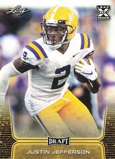 2020 Leaf Draft #40 Justin Jefferson Gold LSU Tigers RC Rookie Card - B. rookie card picture