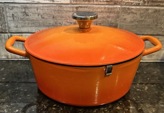 LAGOSTINA Tuscan Collection Enameled Cast Iron Orange Dutch Oven Pot 3.8 L