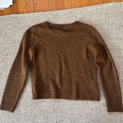 Peruvian Connection Brown Baby Alpaca Crew Neck Cabin Pullover Sweater L