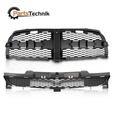 Front Bumper Upper & Lower Grille Textured Plastic For 2011-2014 Dodge Charger