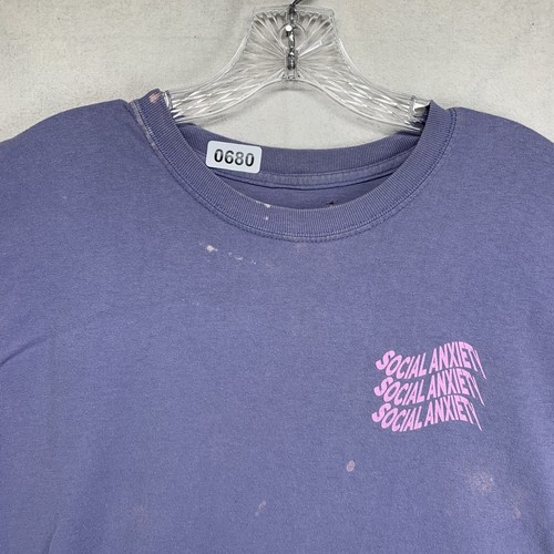 Purple Punk Faded Discoloration PAC Sun SOCIAL ANXIETY T Shirt Sabbath Medium - Picture 4 of 14