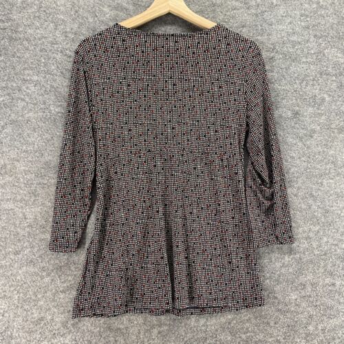 Daisy Fuentes Blouse Women M Medium Black Polka Dot V-Neck Long Sleeve Casual - Picture 2 of 9