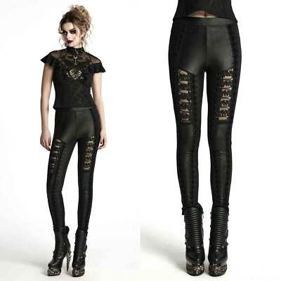 PUNK RAVE Gothic Leggings Breakthru Schwarz Glanz Stretch Spitze EDEL NEO GOTH - Bild 1 von 4