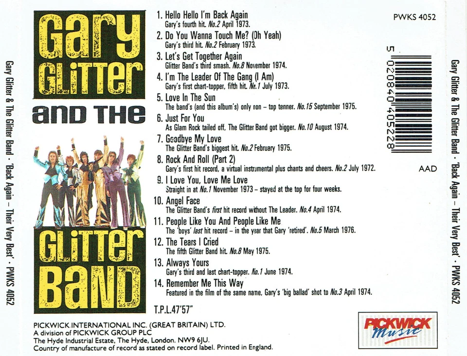 (CD) Gary Glitter & The Glitter Band - 'Back Again - Their Very Best' - Bild 2 von 2