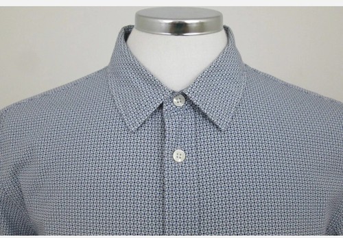 Camisa de Algodón Jaeger Manga Larga Azul Blanco Geométrica Para Hombre Grande Informal Diseñador - Imagen 2 de 9
