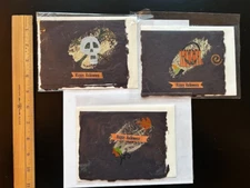 Lot of 3 Happy Halloween Greeting Cards Handmade with Handmade Paper