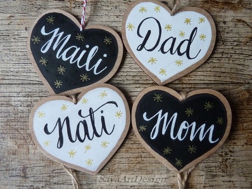 Etichetta per calzino di regalo. Ornamento di Natale personalizzato. Cuore - Imagen 13 de 22