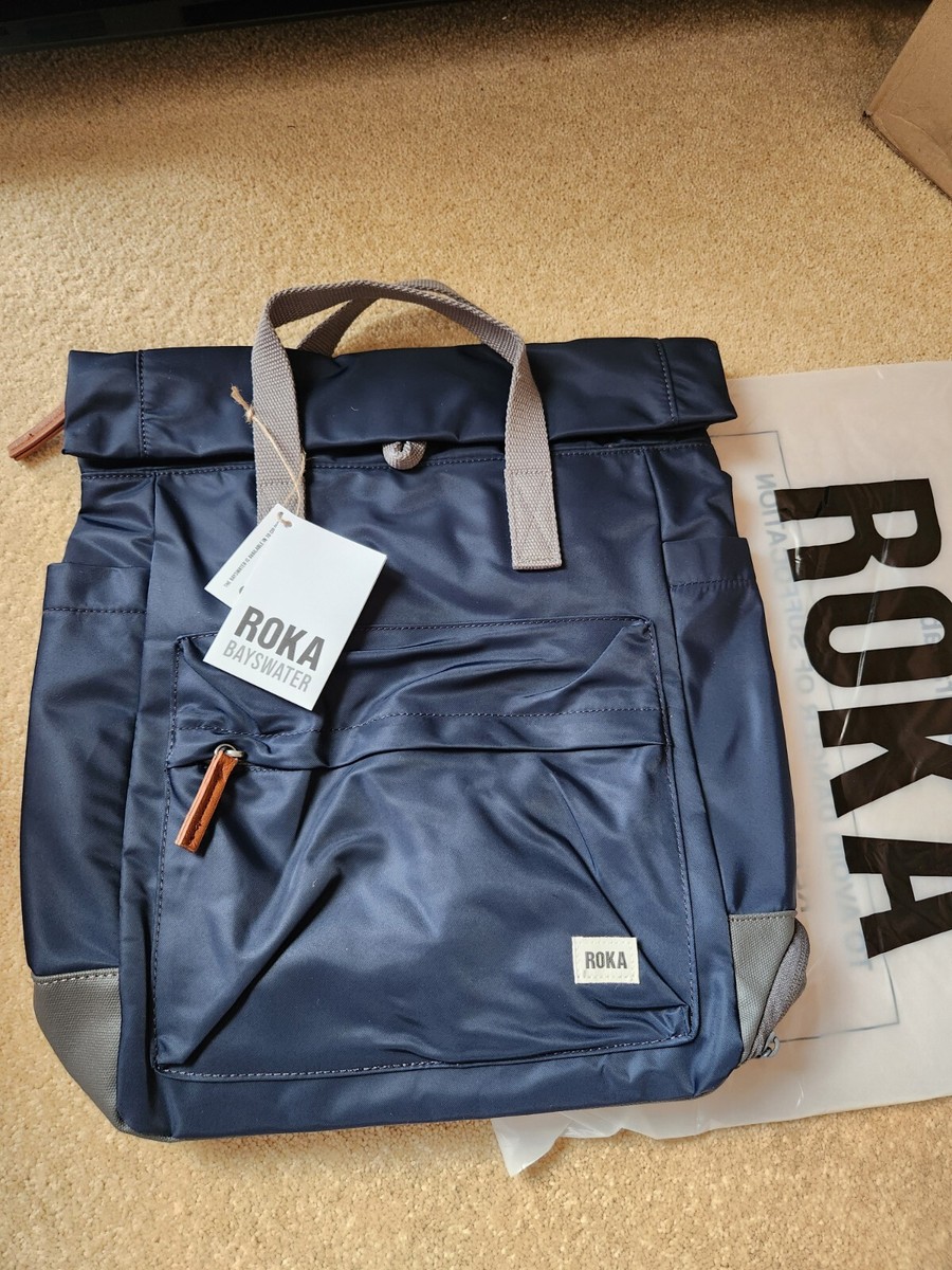 ROKA BAYSWATER MEDIUM RECYCLED NYLON BACKPACK IN MIDNIGHT BLUE NEW £89