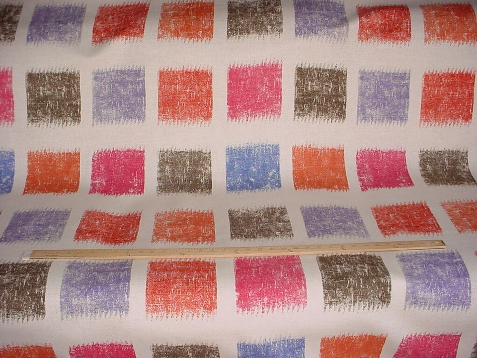 4-3/4Y Groundworks 2422-GWF Batik Squares Printed LinenDrapery Upholstery Fabric - Image 3 of 4