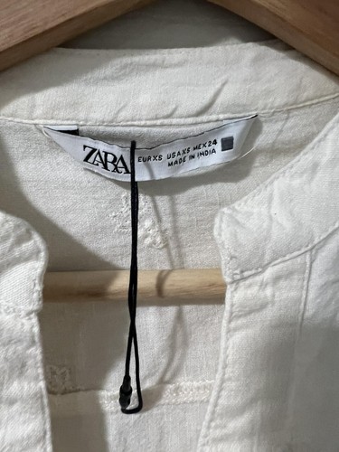 ZARA Openwork Embroidered Blouse Top Oyster White Size XS shirt - Picture 4 of 13