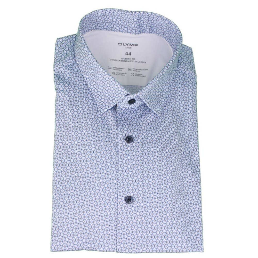 Olymp Luxor 24/Seven Men's Business Shirt Blue Patterned 135454 11 Bleu