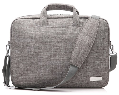 15" 15.6" Water Resistance Fabric Laptop Briefcase Messenger Bag - Empress Gray