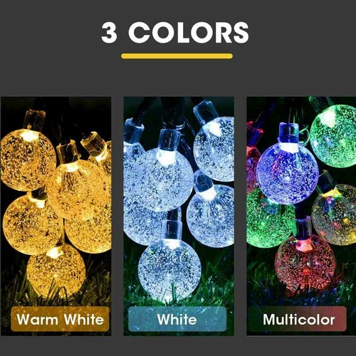 Solar 20ft 30LED String Ball Light Outdoor Waterproof Garden Path Yard Lamp Deco - Picture 2 of 12