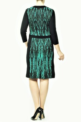EUROPEAN PARTY or WORK DRESS, EMERALD GREEN, SLIMMING CONTRAST, 3/4 SLEEVES  | eBay