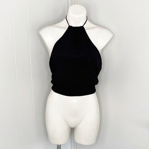 black backless halter top