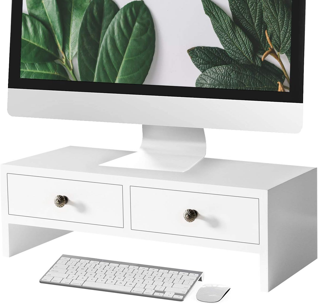 Monitor Stand Riser with Drawers and Desktop Organizer for Computer Setup-image