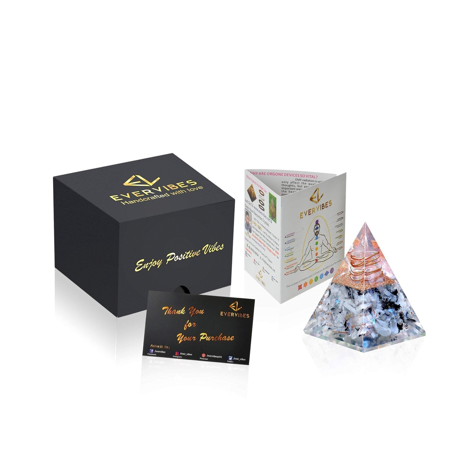 New Inspirational Orgonite Pyramid for Success | Rainbow Moonstone Orgone Pyr...