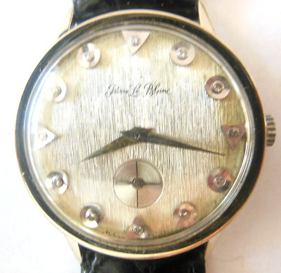 14k White Gold & Diamond Dial Original Pierre Le Blanc 17J Wrist Watch