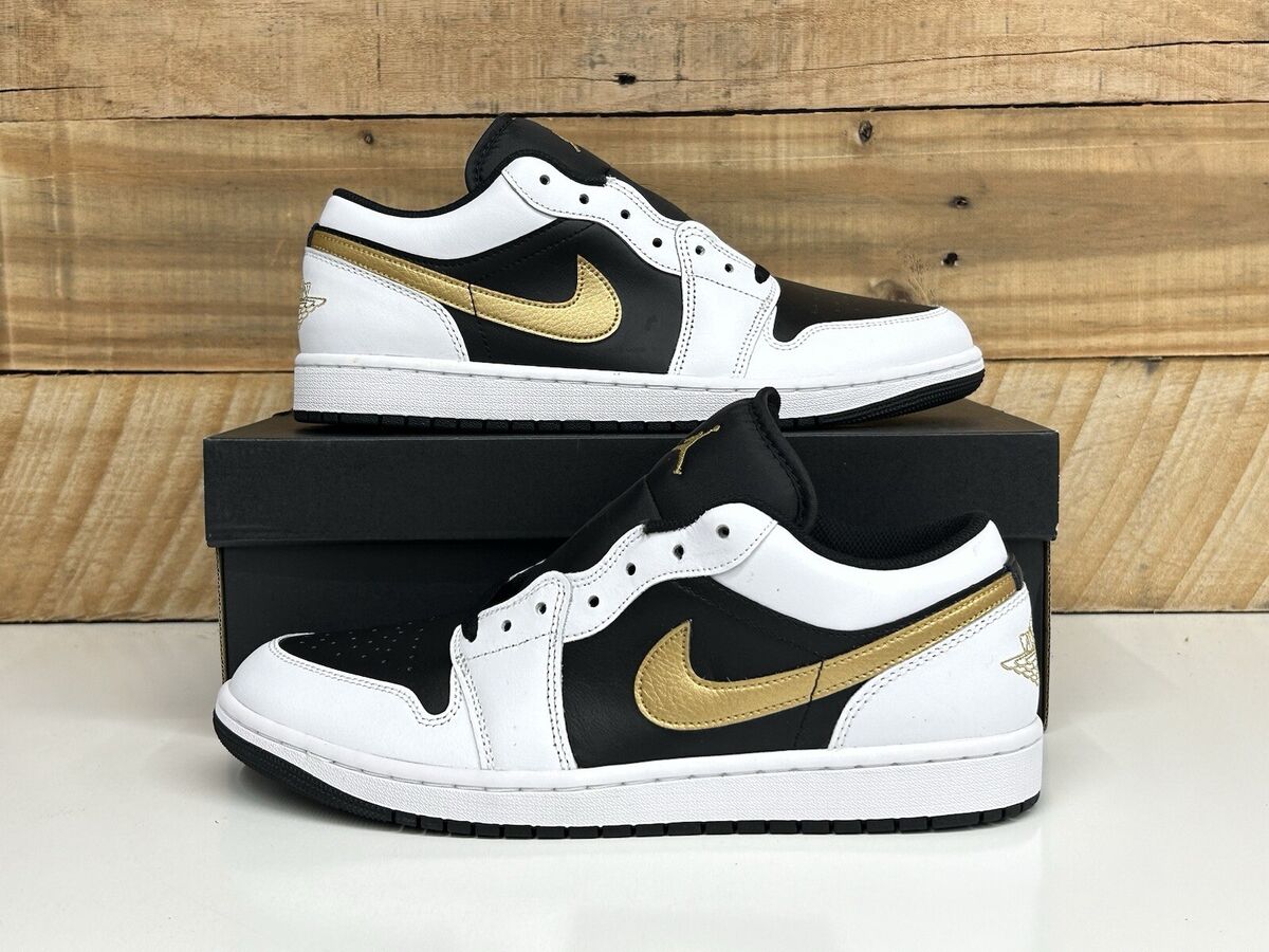 Nike Air Jordan 1 Low “Metallic Gold Swoosh” Black White Nike Air Jordan 1 Low “Metallic Gold Swoosh” Black White