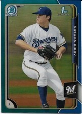 2015 BOWMAN CHROME BLUE REFRACTOR #145 NATHAN KIRBY RC 124/150 BREWERS 