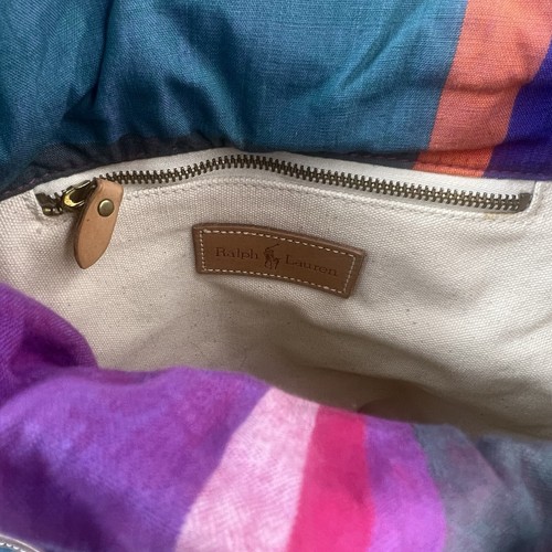 Ralph Lauren Madras Plaid Leather Drawstring Bucket Sling Bag Vintage NWT Colors - Picture 9 of 14