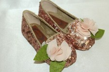 Toddler JOYFOLIE Pink Sequin Chiffon Felt Rosette Ballet Flats Shoes Sz 4
