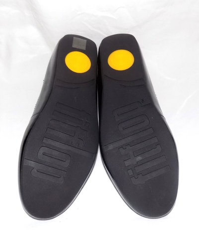 FitFlop "Due" Patent Leather Comfort Platform Flat Ballet Pumps, Black 41EU NEW - Picture 5 of 5