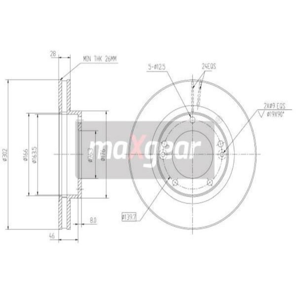 Maxgear 2X Bremsscheibe Vorne Ø302 Mm InnenbelüFtet FüR KIA Sorento I JC 2.5-image