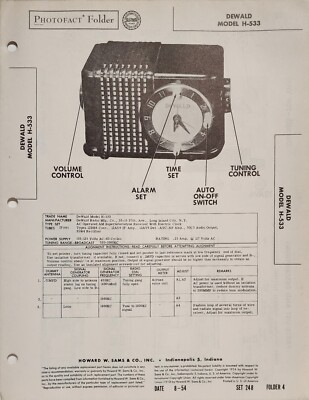 SAMS PHOTOFACT SERVICE MANUAL 248-4 DEWALD RADIO H-533