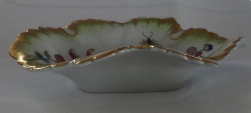 HEREND China QUEEN VICTORIA GREEN Vintage PEONY Porcelain OAK LEAF FRUIT BOWL - Picture 6 of 6