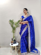 Premium Khadi Organza Silk Indian Ready To Wear Saree, Wedding Ethnic Sari HR-AN