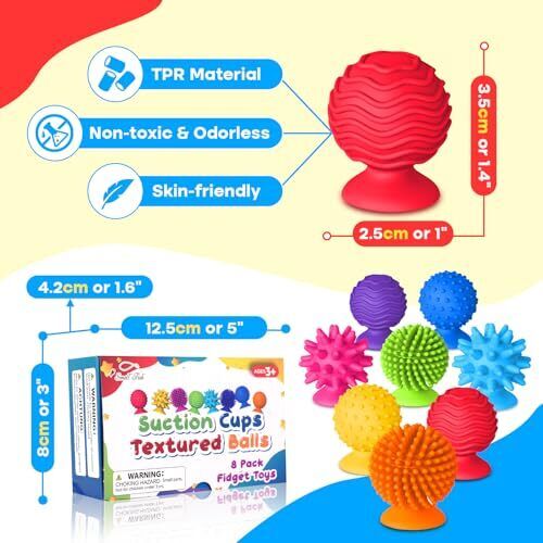 Sensory Fidget Toys Kinder Erwachsene: Strukturierter Saugnapf Spielzeug für Kinder mit 8 Stück - Bild 3 von 7