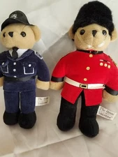 House of Valentina England  two plush bear  toys policemen and guard 