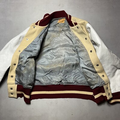 Vintage 50s Stanford University Varsity Letterman Wool Leather