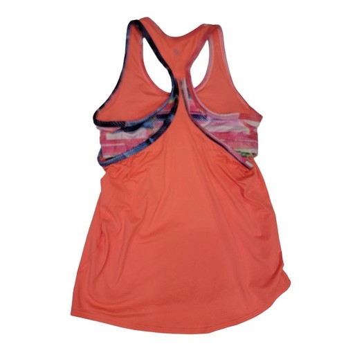 ATHLETA GIRL Top Girls Medium Orange Racer 2 In 1 Tank Athleisure Dance - Picture 2 of 5