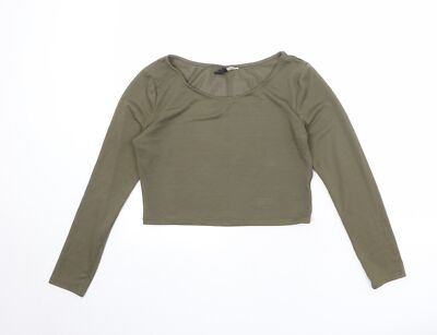 Divided by H&M Damen T-Shirt grün Polyestermischung Cropped Größe M - gerippt