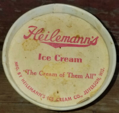 VINTAGE HEILEMANN'S DIXIE CUP 3-1/2 OZ ICE CREAM CONTAINER RUSTIC WINTER SCENE