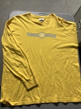 Adidas Logo Long Sleeve T Shirt Vintage 2004 Made In USA Size L Yellow * Stain