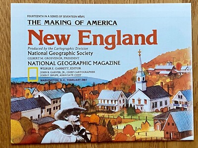 New England America 68 x 52 cm Karte 1987 Vintage map National Geographic