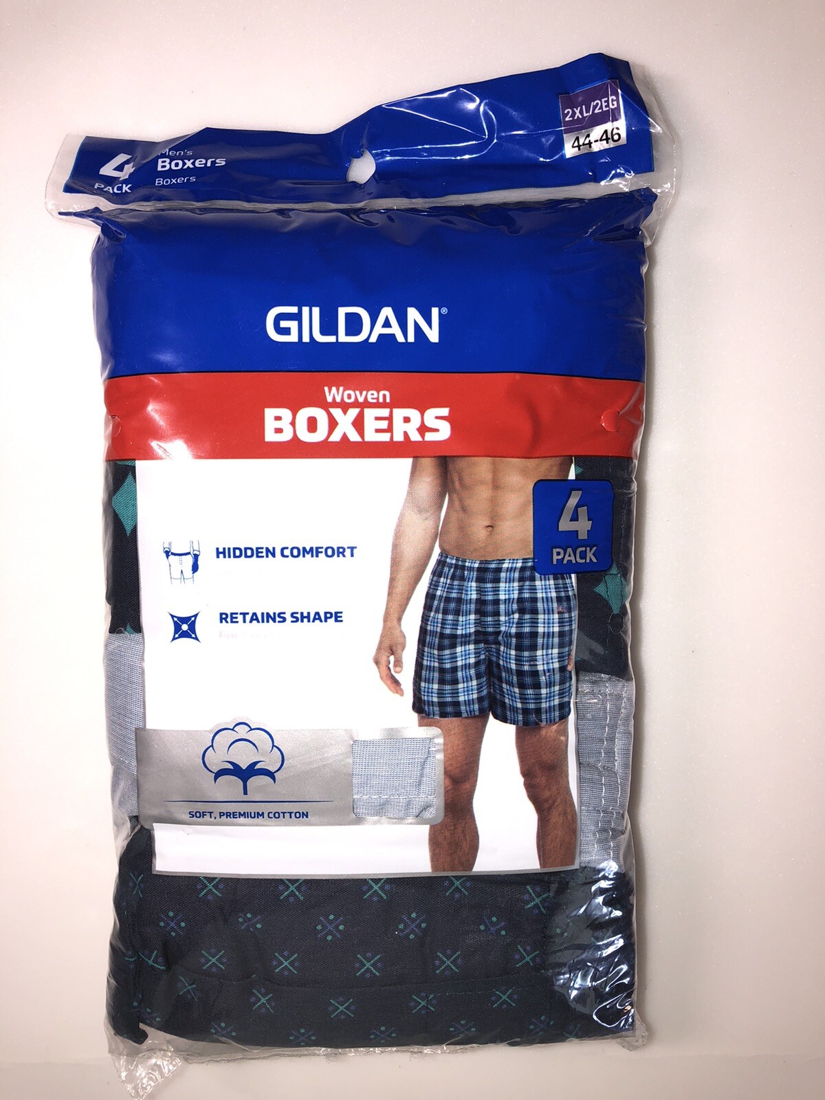 Gildan Men's Woven Boxer Underwear 4 pack Assorted Colors Size 2XL 44