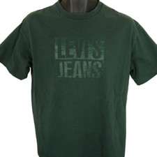Vintage Levis Jeans T Shirt Mens Size Medium Green 90s Streetwear Made In USA