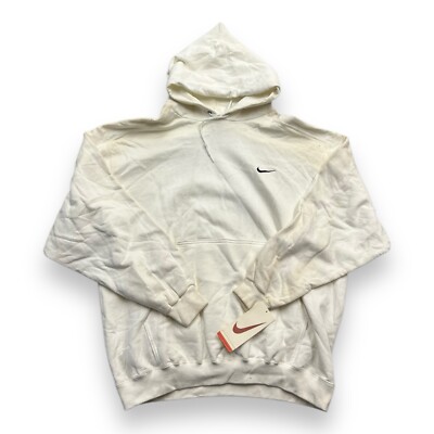 Vintage Y2K 90s White Tage Nike Mini Swoosh Hoodie XL Flawed 