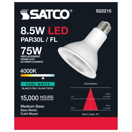 SATCO S22215 - 8.5 Watt PAR30L LED Bulbs - 4000K - 120 Volts (6 Pack) - Picture 3 of 3