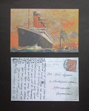 TITANIC  6.2" x 4.0"  REPLICA PAIR PAPER PRINTS  POSTCARD POSTED FROM QUEENSTOWN